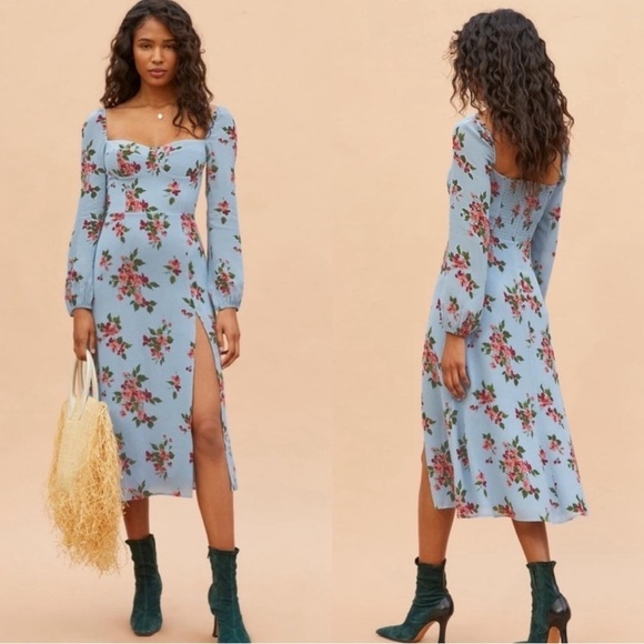 Reformation Shelby Floral Midi Dress in Giulia Sz 0 - Picture 1 of 11